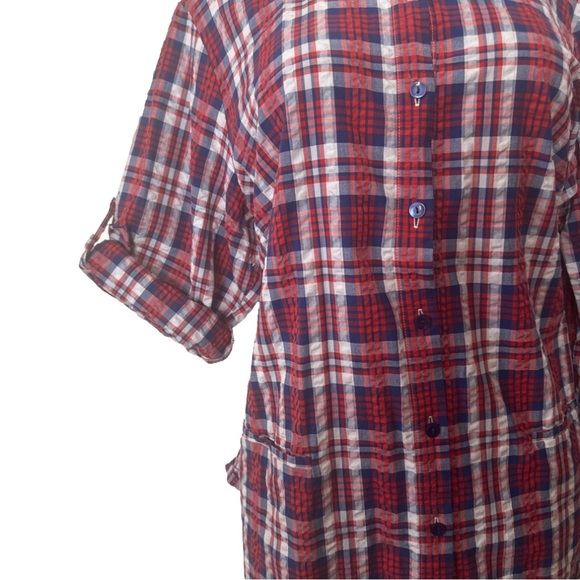 NWOT LS Joan Rivers sear sucker red and blue 2x - Picture 3 of 5